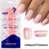 120/240Pcs French Short Square False Nails 12-Sizes Full Cover Press On Nail Glossy French Fake Fingertips for Women DIY Nails &