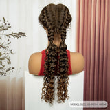 Curly Cornrow Twist Braids Wig | 13x1 T Part Lace | Water Wave | Black Women