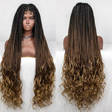 36" Water Wave Braided Wig | Lace Front | Baby Hair | Long Braids