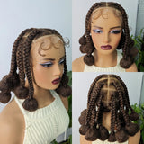 12" Ginger Orange Knotless Box Braiding Wig | Transparent Lace Front Synthetic Hair with Baby Hair