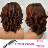 Malaysian Hair | Double Drawn | P4 27 | Ombre | Highlight | Bouncy Wave | Wear and Go | Glueless | Human Hair | Bob Curly Wigs