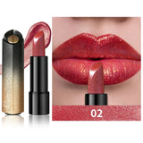 Metallic Shimmer Lipstick, Pearly Glitter Shine, Creamy Texture, High Color Payoff, Smooth Application Party Makeup