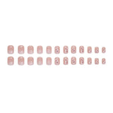 24 PCs Short French Simple Gradient Flower Nails with 1 Jelly Glue and 1 Nail File