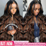 Ombre Highlight 13X6 Body Wave Lace Front Wigs Human Hair 1B/30 Brown Colored HD Transparent Lace Frontal Wigs Pre Plucked 180% Density 30 Inch Balayage Glueless Wig for Women