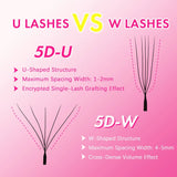 MASSCAKU U-shaped 3D 4D 5D Eyelash Extensions C D Curl U Shaped W Bloom Premade Fans Volume Lashes Natural Mink False Eyelashes