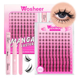 WOSHEER Eyelash Clusters Kit Thick Individual Lashes Lash Bond And Seal And Remover Faux Mink Lashes Eyelash Extension DIY