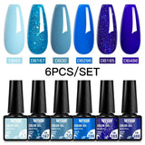 MTSSII 6PCS/Set Sparkly Red Roes Red Gel Nail Polish Shinning Nail Art LED UV Gel Varnish Nail Supplies Manicure Kit for Nails