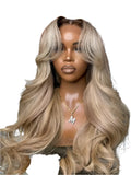 Ombre Ash Honey Blonde Body Wave Human Hair Wig | 13x6 Lace Frontal