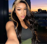 22"-24" Highlight PP27 Straight Lace Front Human Hair Wig | 13x6x1 Side Part Brazilian Remy Frontal Wig for Women