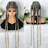 36" 27/613 Blonde Cornrow Braided Wig | Lace Frontal Box Braids | Synthetic Wig with Baby Hair for Black Women