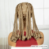 Blonde 12 Inch Synthetic Braided Wigs | Transparent Full Lace Bantu Knotless Box Braids with Baby Hair for Black Women