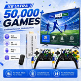 4K HDMI TV Game Stick Retro Video Game Console, 50000+ Pre-installed Games 45 Emulators 2.4G Dual Wireless Controllers X8 Ultra