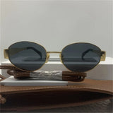 Gold Metal Frame Oval  Small  Sunglasses