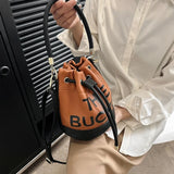 Women's Bucket Bag | PU Drawstring Shoulder and Crossbody Handbag
