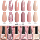 MTSSII 6PCS/Set Sparkly Red Roes Red Gel Nail Polish Shinning Nail Art LED UV Gel Varnish Nail Supplies Manicure Kit for Nails