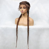 Handmade Double Dutch Cornrow Braided Wig | Natural Black Lace Front | Baby Hair | Kanekalon Synthetic Wig for Women