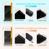 NAGARAKU Flat Ellipse Eyelash Split Tips Matte Gray Black Color Super Soft Gentle Natural Eyelash Extension Flat Shape Lashes