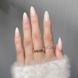 24Pcs Short Oval Head Blush Pink Press on Nails with Simple Designs Almond Nails Wearable Acrylic Full Cover Nail Tips with Glue