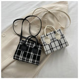 Women's Mini Handbag & Ladies Pouch | Fashion Check Pattern Shoulder Bag & Crossbody Messenger Bag (Lightweight Simple Elegant Tote)