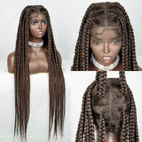 36" Orange Knotless Box Braids Wig | Transparent Full Lace | Baby Hair