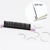 AGUUD Matte Dark Black Ellipse Flat Lashes 0.15 0.20 B C CC D DD Double Split Tip Individual Flat False Eyelashes Makeup Cilia