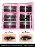 GROINNEYA Lash Clusters Kit Cat Lashes 640 Pcs with Lash Bond & Seal Cluster Eyelash Extensions Eyelash Clusters Kit DIY at Home