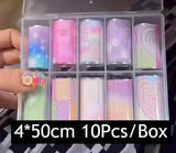 10Rolls Plaid Thousand-Bird Bow  Stars Nail Foils Transfer Paper  Nail Art Stickers  Manicure Set Decal  Nails Decoration