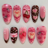24pcs Gradient Black False Nails Yellow Star Moon Swan Pattern Press On Nails Sweet Cool Bowknots Flower Fake Nail Y2k Manicure