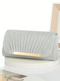 Metal Luxury Women Evening Bags | Ruched Design Sequined Small Envelope Shaped Box Party Wedding Event Handbags Purse
