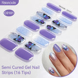 Gradient Auroras Semi Cured Gel Nail Strips Sparkly Shinning DIY Gel Polish Stickers for Nails Works with UV/LED Nail Lamps