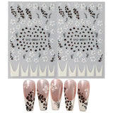 Cheetah French Nails Stickers Flowers Leopard Self-Adhesive Decals Holographic Slider Manicure Art Supplies And Decorations