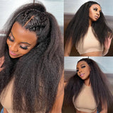 40 42 Inch Kinky Straight Lace Front Wig Pre Plucked Yaki Straigh HD 13X4 Lace Frontal Wig 4C Edges Curly Human Hair Wigs