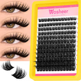 WOSHEER Lash Clusters Kit Lash Spikes Eyelash Clusters Volume Individual Lashes DIY Spiky Lash Extension Manga Clusters Eyelash