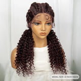 22" Box Braids Full Lace Wig | Two Curly Ponytails | Baby Hair | Synthetic Braided Wig