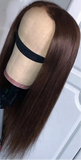 Dark Brown & Ginger Blonde Straight Wig | 13x4 Transparent Lace Front Peruvian Human Hair (Pre-Plucked)