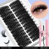 GROINNEYA DIY Eyelash Extension Kit Lashes Clusters Set Mix Eyelashes Full Set With Lash Bond&Seal and Eyelash Tweezers Makeup