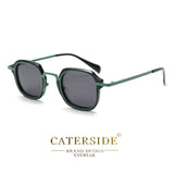Caterside Punk Retro Polarized Sunglasses Men Mental Fashion Square Sun Glasses Women Outdoor Travel Driving Eyewear UV400