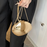 Designer Acrylic Shell Shape Clutch Bag | Gold Silver Women's Evening Party Bag & Cute Shiny Metal Shoulder Crossbody Bags (Small Purse)