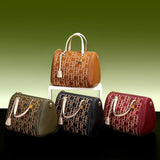Women's Embroidered Letter Baguette Handbag | PU Leather Shoulder Bag