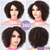 Afro Kinky Curly Black & Ombre T1B/30 Human Hair Wig | Brazilian Remy Machine Made Glueless Wigs for Women (Affordable)