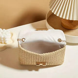 Yogodlns Knitted Straw Crossbody Bag For Women With Chain Strap Day To Night - Versatile Day To Night Use