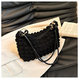 Canvas Wrinkle Bag for Women | Shoulder Bags & Pleated Bubbles Handbags (Padded Casual Underarm Quilted Tote Cloud Bag Purse)