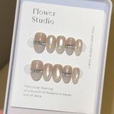 10Pcs White French Pink Heart Diamond Manicure Art Gentle Sweet Short Oval Artificial Wearing Nails Patch Full Cover Press Ons
