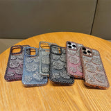 Fashion 3D Diamond Rose Phone Case for iPhone 16 15 14 13 11 12 Pro Max 16 Plus Bling Shiny Gradient Shockproof TPU Soft Cover