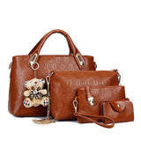 Three Strap Soft PU Shoulder Bag | Letter Detail Satchel