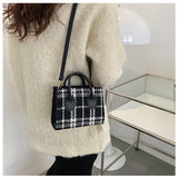 Women's Mini Handbag & Ladies Pouch | Fashion Check Pattern Shoulder Bag & Crossbody Messenger Bag (Lightweight Simple Elegant Tote)