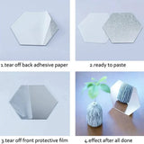 6/12pc Hexagon Mirror Wall Stickers 3D DIY Acrylic Mirror Sticker Self Adhesive Decals Removable Living Room Bathroom Home Decor