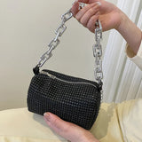 Allover Rhinestone Bucket Bag | Glitter Chain Prom Purse & Women's Mini Crossbody Bag (Sparkling Evening Handbag)