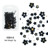 White Acrylic Flower Nail Art Decorations Mixed Size Rhinestones Red Blue Gem Manicure Tools Accessories DIY Nails Design 5g