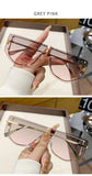 Sunglasses Integrated Frame High-end Frameless New Sunglasses Metal Polygonal Fashion Glasses 90288